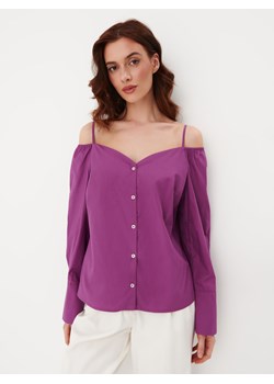 Mohito - Bawełniana bluzka off shoulder - fioletowy ze sklepu Mohito w kategorii Bluzki damskie - zdjęcie 158843269