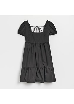 Sukienka mini z bufiastym rękawem i wiązaniem - Czarny ze sklepu House w kategorii Sukienki - zdjęcie 158844375