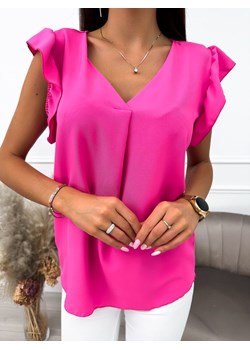 Różowa Bluzka z Ozdobnym Rękawkiem ze sklepu ModnaKiecka.pl w kategorii Bluzki damskie - zdjęcie 158853188
