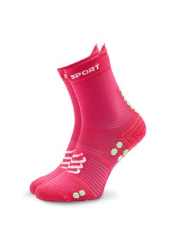 Skarpety wysokie unisex Compressport Pro Racing Socks v4.0 Run High XU00046B Hot Pink/Summer Green 379 ze sklepu eobuwie.pl w kategorii Skarpetki damskie - zdjęcie 158881599