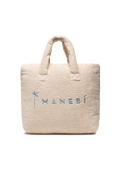 Torebka Manebi Riviera Bag Medium T 3.4 Aq Natural W Blue Logo Terry Cotton ze sklepu eobuwie.pl w kategorii Torby letnie - zdjęcie 158933358
