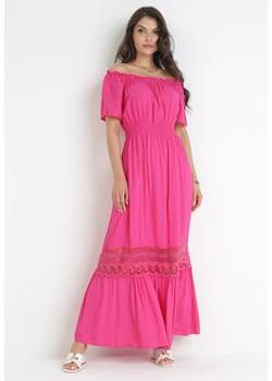Różowa Sukienka Hiszpanka ze Zdobieniem z Koronki Zinnin ze sklepu Born2be Odzież w kategorii Sukienki - zdjęcie 158966616