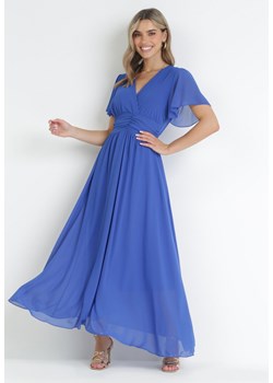 Niebieska Kopertowa Sukienka Maxi z Gumką w Pasie Narlin ze sklepu Born2be Odzież w kategorii Sukienki - zdjęcie 158968447