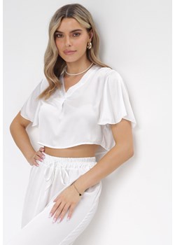 Biała Bluzka o Koszulowym Fasonie z Krótkimi Rękawami Movois ze sklepu Born2be Odzież w kategorii Bluzki damskie - zdjęcie 158968646