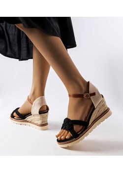 Czarne sandały na koturnie Arabela ze sklepu gemre w kategorii Espadryle damskie - zdjęcie 158973339