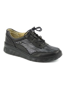 Czarne sneakersy damskie ze srebrnym wzorkiem - Helios Komfort 360 ze sklepu ulubioneobuwie w kategorii Półbuty damskie - zdjęcie 158997459