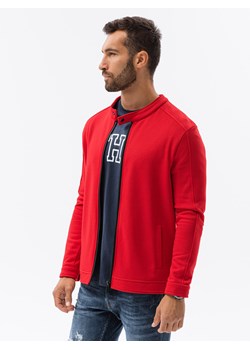 Bluza męska rozpinana ze stójką - czerwona V6 OM-SSZP-22FW-005 ze sklepu ombre w kategorii Bluzy męskie - zdjęcie 159000906