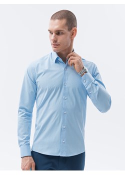 Koszula męska z długim rękawem REGULAR FIT - błękitna K606 ze sklepu ombre w kategorii Koszule męskie - zdjęcie 159001229