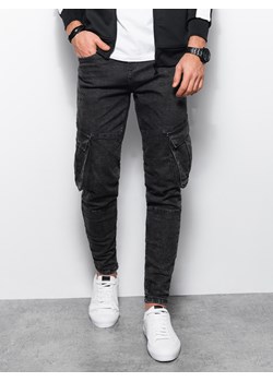 Spodnie męskie jeansowe - czarne V2  P1079 ze sklepu ombre w kategorii Spodnie męskie - zdjęcie 159001817