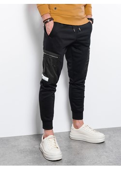 Spodnie męskie dresowe joggery - czarne V4 P917 ze sklepu ombre w kategorii Spodnie męskie - zdjęcie 159002449
