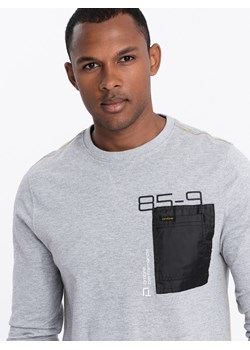 Longsleeve męski z kieszonką - szary melanż V3 L130 ze sklepu ombre w kategorii T-shirty męskie - zdjęcie 159003608
