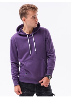 Bluza męska z kapturem BASIC - fioletowa V12 B979 ze sklepu ombre w kategorii Bluzy męskie - zdjęcie 159004187