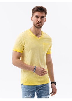 T-shirt męski z kieszonką - żółty melanż V5 S1388 ze sklepu ombre w kategorii T-shirty męskie - zdjęcie 159004225