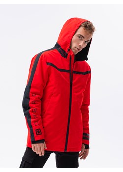 Sportowa kurtka męska - czerwona V2 C455 ze sklepu ombre w kategorii Kurtki męskie - zdjęcie 159004777
