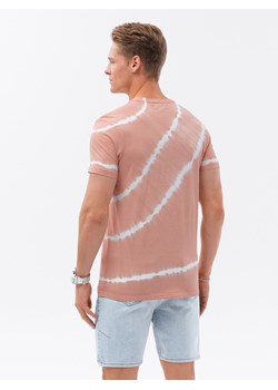 T-shirt męski bawełniany TIE DYE - różowy V2 S1622 ze sklepu ombre w kategorii T-shirty męskie - zdjęcie 159005576
