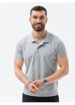 Koszulka męska polo z dzianiny pique - szary melanż V20 S1374 ze sklepu ombre w kategorii T-shirty męskie - zdjęcie 159005919