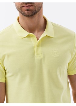 Koszulka męska polo z dzianiny pique - limonkowy V15 S1374 ze sklepu ombre w kategorii T-shirty męskie - zdjęcie 159006136