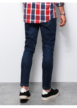 Spodnie męskie jeansowe SKINNY FIT - ciemnoniebieskie P1060 ze sklepu ombre w kategorii Jeansy męskie - zdjęcie 159006306