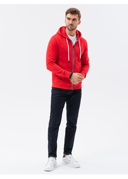 Bluza męska z kapturem nierozpinana - czerwona V10 OM-SSBN-0120 ze sklepu ombre w kategorii Bluzy męskie - zdjęcie 159007687