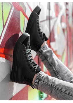Trampki męskie sneakersy - czarne T382 ze sklepu ombre w kategorii Trampki męskie - zdjęcie 159007716