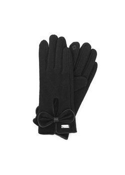 Damskie rękawiczki z wycięciem i dużą kokardą czarne ze sklepu WITTCHEN w kategorii Rękawiczki damskie - zdjęcie 159019135
