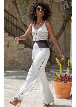 Kolorowy komplet z pęknięciami top i długie spodnie F1683, Kolor biały, Rozmiar S/M, Fobya ze sklepu Primodo w kategorii Komplety i garnitury damskie - zdjęcie 159045648