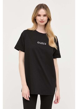 Guess t-shirt bawełniany kolor czarny ze sklepu ANSWEAR.com w kategorii Bluzki damskie - zdjęcie 159066798