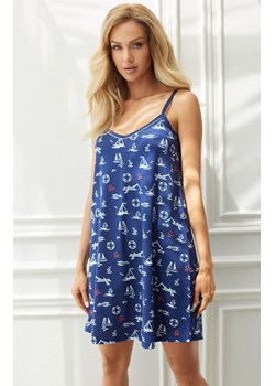 Koszula nocna damska na wąskich ramiączkach granatowa Marina, Kolor granatowy-wzór, Rozmiar S, Italian Fashion ze sklepu Intymna w kategorii Koszule nocne - zdjęcie 159072128