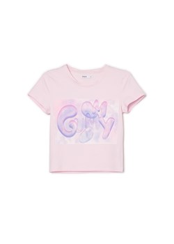 Cropp - Różowa koszulka z nadrukiem - różowy ze sklepu Cropp w kategorii Bluzki damskie - zdjęcie 159078979