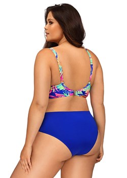 Dwuczęściowy strój kąpielowy z ozdobnym wiązaniem Plus Size L3125/3, Kolor niebieski-wzór, Rozmiar 38D, Lorin ze sklepu Primodo w kategorii Stroje kąpielowe - zdjęcie 159085685