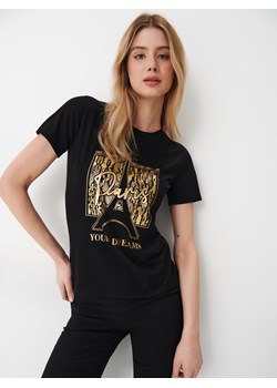 Mohito - T-shirt z aplikacją - Czarny ze sklepu Mohito w kategorii Bluzki damskie - zdjęcie 159089099