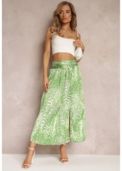 Zielona Spódnica Maxi z Wysoką Talią i Elastyczną Gumką Naiwil ze sklepu Renee odzież w kategorii Spódnice - zdjęcie 159096517