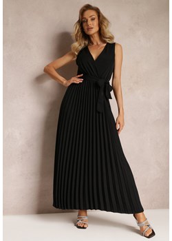 Czarna Rozkloszowana Sukienka Maxi z Plisowanym Dołem i Gumką w Talii Sare ze sklepu Renee odzież w kategorii Sukienki - zdjęcie 159096617