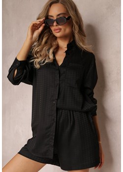 Czarny 2-częściowy Komplet z Koszulą i Szortami Logsia ze sklepu Renee odzież w kategorii Komplety i garnitury damskie - zdjęcie 159096657
