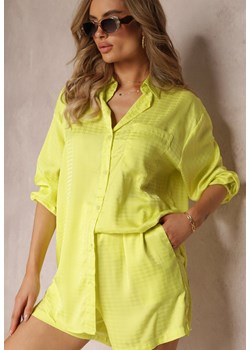 Zielony 2-częściowy Komplet z Koszulą i Szortami Logsia ze sklepu Renee odzież w kategorii Komplety i garnitury damskie - zdjęcie 159096667