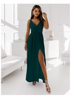 Maxi sukienka z rozcięciem - LEIA - butelkowa zieleń ze sklepu magmac.pl w kategorii Sukienki - zdjęcie 159099865