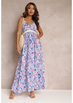 Niebieska Rozkloszowana Sukienka Maxi na Ramiączkach Blakela ze sklepu Renee odzież w kategorii Sukienki - zdjęcie 159101029