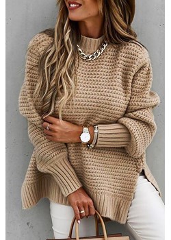 Sweter damski LAKLARA BEIGE ze sklepu Ivet Shop w kategorii Swetry damskie - zdjęcie 159101309