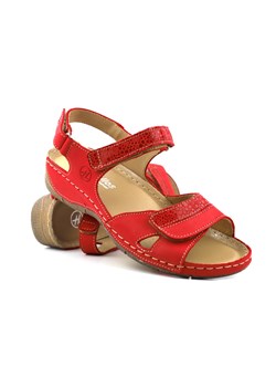 Wygodne sandały damskie skórzane - HELIOS Komfort 106, czerwone ze sklepu ulubioneobuwie w kategorii Sandały damskie - zdjęcie 159104299