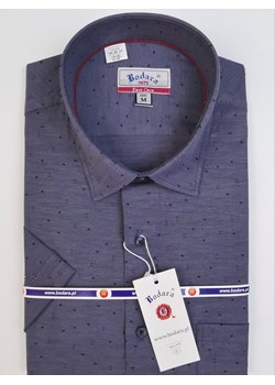 Bodara koszula grafitowo-fioletowa w drobny wzorek SLIM-FIT krótkii rękaw ze sklepu ATELIER-ONLINE w kategorii Koszule męskie - zdjęcie 159105665