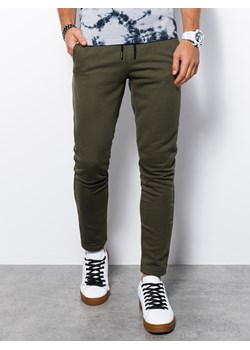 Spodnie męskie dresowe - khaki P1004 ze sklepu ombre w kategorii Spodnie męskie - zdjęcie 159107646
