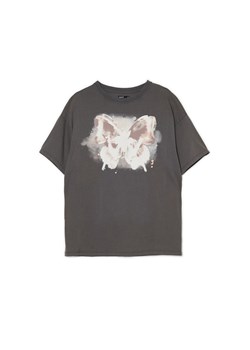 Cropp - T-shirt oversize z nadrukiem - jasny szary ze sklepu Cropp w kategorii Bluzki damskie - zdjęcie 159113148