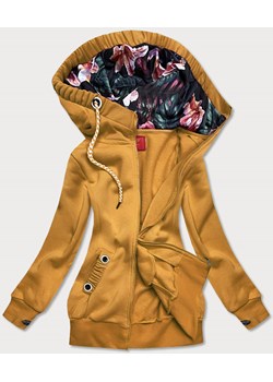 BLUZA DAMSKA Z OZDOBNYM KAPTUREM ŻÓŁTA (AMG645-1) ze sklepu goodlookin.pl w kategorii Bluzy damskie - zdjęcie 159116659