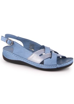 Skórzane sandały damskie płaskie niebieskie T.Sokolski L22-521 ze sklepu ButyModne.pl w kategorii Sandały damskie - zdjęcie 159120365