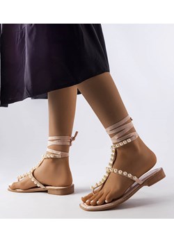 Beżowe sandałki z perełkami Graystone ze sklepu gemre w kategorii Sandały damskie - zdjęcie 159120865