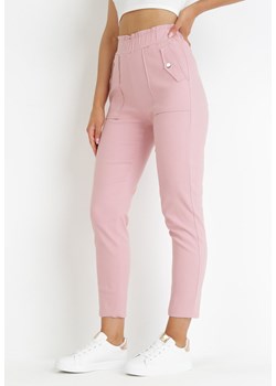 Różowe Materiałowe Spodnie z Szeroką Gumką i Wysokim Stanem Ossosa ze sklepu Born2be Odzież w kategorii Spodnie damskie - zdjęcie 159124729