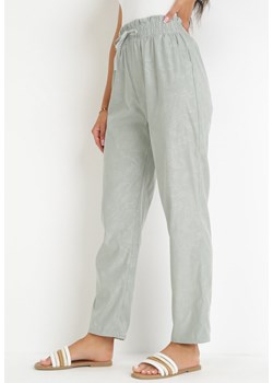 Miętowe Spodnie z Gumką w Pasie Krette ze sklepu Born2be Odzież w kategorii Spodnie damskie - zdjęcie 159130918