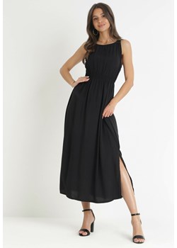Czarna Sukienka z Wiskozy Bez Rękawów z Gumką w Pasie Fona ze sklepu Born2be Odzież w kategorii Sukienki - zdjęcie 159133097