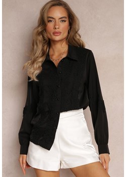 Czarna Koszula z Długimi Rękawami Zdobiona Koronką Zinnintha ze sklepu Renee odzież w kategorii Koszule damskie - zdjęcie 159133579