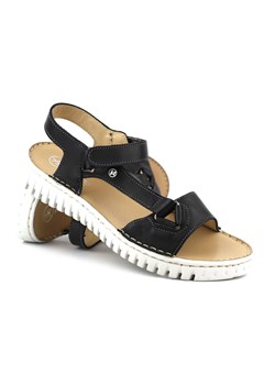 Skórzane sandały damskie polskiej marki HELIOS Komfort 249S, czarne ze sklepu ulubioneobuwie w kategorii Sandały damskie - zdjęcie 159136498